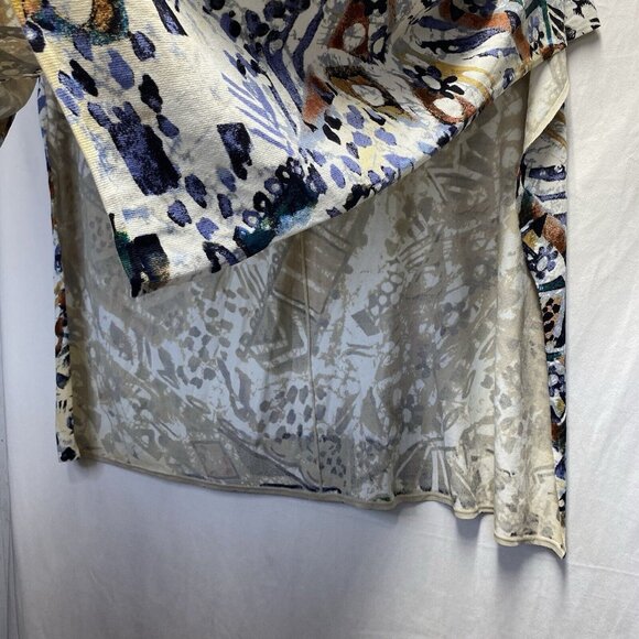 Chico's Sequins Embellished Cover Up Kimono Women OneSize Ivory Multicolor Used - Picture 9 of 16